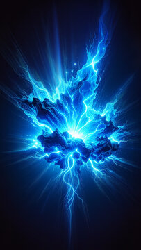 Electric Energy Surge with Blue Lightning and Futuristic Power Burst