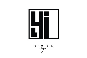 YI Double Letter Monogram Logo – Bold Square Typography Initials for Modern Branding, Identity & Professional Design