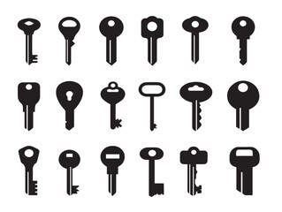 Keys and Locks silhouette icon vector illustration solid black safety and access control