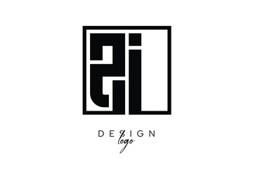 ZI Double Letter Monogram Logo – Bold Square Typography Initials for Modern Branding, Identity & Professional Design