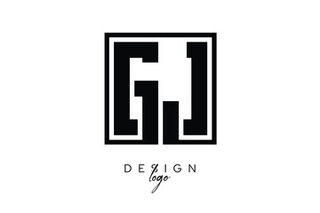 Obraz premium GJ Double Letter Monogram Logo – Bold Square Typography Initials for Modern Branding, Identity & Professional Design