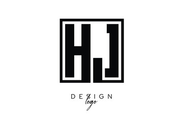 HJ Double Letter Monogram Logo – Bold Square Typography Initials for Modern Branding, Identity & Professional Design