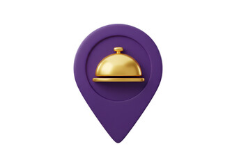 Isolated Hotel Service, Place Marker, Location Pin, Concierge Bell to Locate Great Vacation
