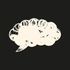 Chalk cloud. Vector illustration of doodle Chalk texture cloud. Perfect idea dream Speech Bubble template design isolated black. Ideal for social media reels stories design. EPS 10
