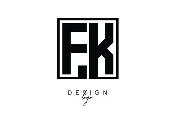 FK Double Letter Monogram Logo – Bold Square Typography Initials for Modern Branding, Identity & Professional Design