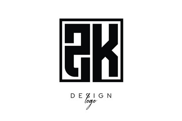 Obraz premium ZK Double Letter Monogram Logo – Bold Square Typography Initials for Modern Branding, Identity & Professional Design