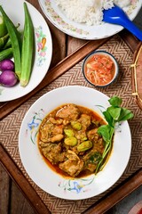 Southern Thai Curry with Spareribs in ceramic plate