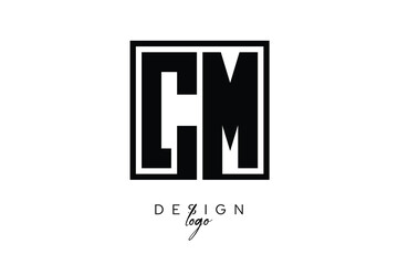 CM Double Letter Monogram Logo – Bold Square Typography Initials for Modern Branding, Identity & Professional Design