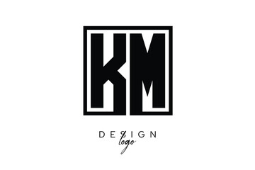 Obraz premium KM Double Letter Monogram Logo – Bold Square Typography Initials for Modern Branding, Identity & Professional Design