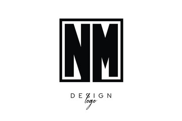 NM Double Letter Monogram Logo – Bold Square Typography Initials for Modern Branding, Identity & Professional Design