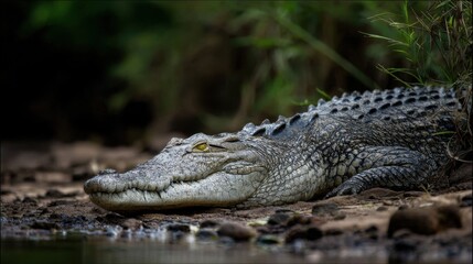 Fototapeta premium Crocodile resting by water