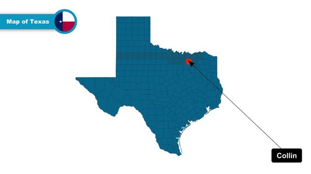 Collin Map Video, Texas map, Political Map of Texas, Texas United States, with all states, national flag and borders, travel, education, geography, and global studies.