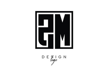Obraz premium ZM Double Letter Monogram Logo – Bold Square Typography Initials for Modern Branding, Identity & Professional Design