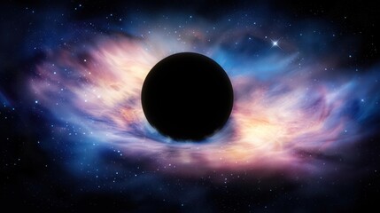Fototapeta premium Black star in deep space planet universe galaxy light fantasy.