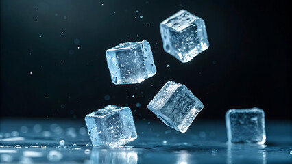 ice cubes on black background