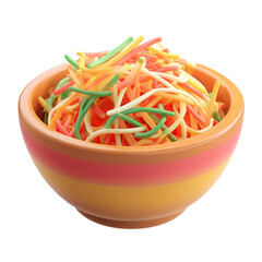 Colorful Rainbow Pasta in Bowl with Food Photography.
