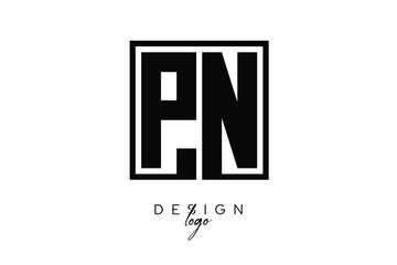 Obraz premium PN Double Letter Monogram Logo – Bold Square Typography Initials for Modern Branding, Identity & Professional Design