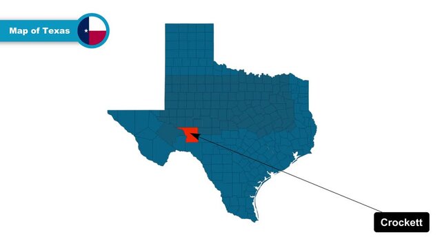 Crockett Map Video, Texas map, Political Map of Texas, Texas United States, with all states, national flag and borders, travel, education, geography, and global studies.