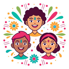 happy Holi Vector Illustration, Solid White Background (3).eps