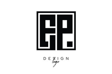EP Double Letter Monogram Logo – Bold Square Typography Initials for Modern Branding, Identity & Professional Design