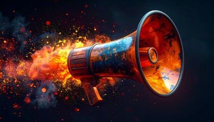 Fiery megaphone blasts