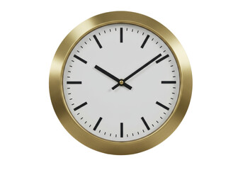 Isolated Clockface with Gold Frame Showing a Few Minutes After Ten Thirty