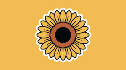 Vibrant stylized sunflower illustration bursts with warm yellow petals against a cheerful golden background, evoking summer joy and natural beauty for design projects.