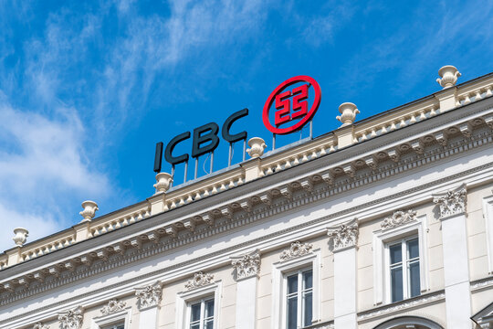 Warsaw, Poland - August 17, 2025: ICBC &ndash; Industrial and Commercial Bank of China logo on building