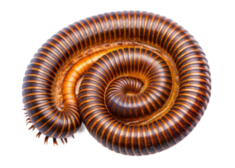 Millipedes isolated on transparent background. The top view of a living Millipedes, high resolution images shot in a studio room.