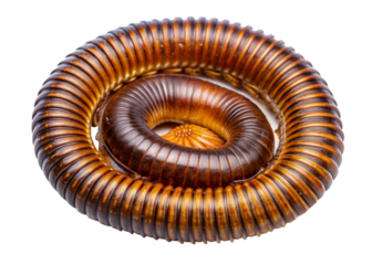 Millipedes isolated on transparent background. The top view of a living Millipedes, high resolution images shot in a studio room.