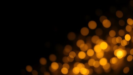 Obraz premium Dreamy golden bokeh sparkles on a dark background creating an atmospheric glowing effect.