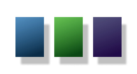 set of three paper  color with shadow 