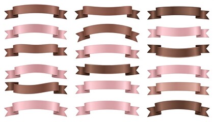 Assorted ribbons in shades of pink and brown