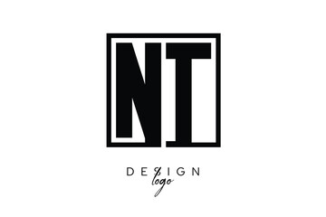 NT Double Letter Monogram Logo – Bold Square Typography Initials for Modern Branding, Identity & Professional Design