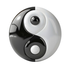 Elegant 3D Yin Yang symbol representing balance, harmony, and duality for spiritual, wellness, and mindfulness concepts, suitable for design projects Isolated to Transparent Background