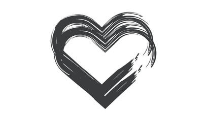 Abstract grunge heart symbol hand drawn brush stroke design