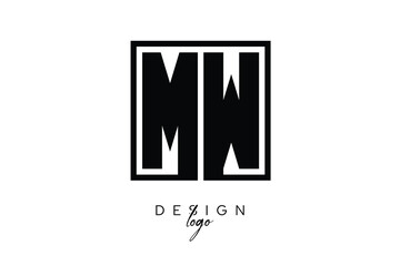 MW Double Letter Monogram Logo – Bold Square Typography Initials for Modern Branding, Identity & Professional Design