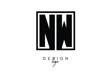 NW Double Letter Monogram Logo – Bold Square Typography Initials for Modern Branding, Identity & Professional Design