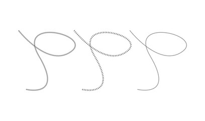 Three abstract dotted lines forming circular shapes on a white background