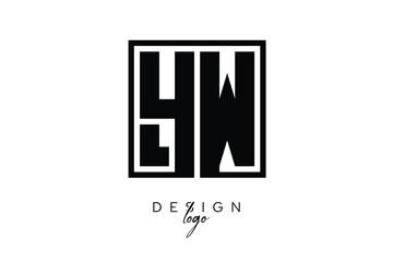 YW Double Letter Monogram Logo – Bold Square Typography Initials for Modern Branding, Identity & Professional Design