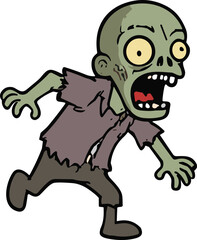 PrintCartoon zombie illustration, green monster character, scary undead creature, Halloween artwork, spooky walking corpse, horror design, creepy night figure, vector drawing