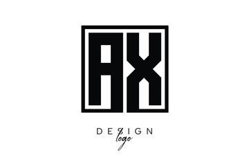 AX Double Letter Monogram Logo – Bold Square Typography Initials for Modern Branding, Identity & Professional Design