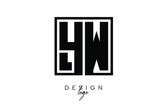 YW Double Letter Monogram Logo &ndash; Bold Square Typography Initials for Modern Branding, Identity & Professional Design