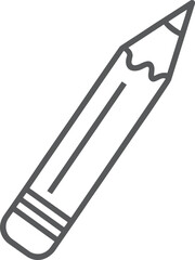 Cad drawing flat vector illustration of pencil icon, simple line art design, education, creativity, school, sketching, office, minimal