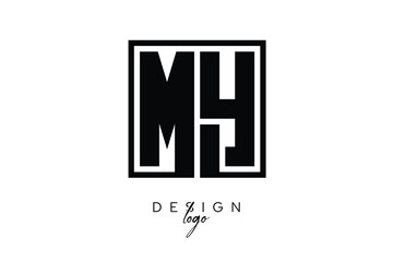 Obraz premium MY Double Letter Monogram Logo – Bold Square Typography Initials for Modern Branding, Identity & Professional Design