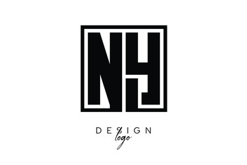 NY Double Letter Monogram Logo – Bold Square Typography Initials for Modern Branding, Identity & Professional Design