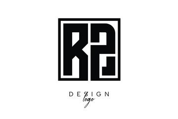 Obraz premium RZ Double Letter Monogram Logo – Bold Square Typography Initials for Modern Branding, Identity & Professional Design