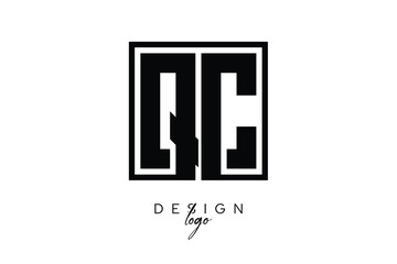 QC Double Letter Monogram Logo – Bold Square Typography Initials for Modern Branding, Identity & Professional Design
