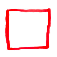 Red squares mark on transparent background. Red highlighter squares  icon, Hand drawn squares  highlighter line sketch