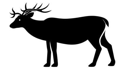 Obraz premium Majestic stag silhouette stands proudly, symbolizing nature's wild beauty and strength in a clean, modern design.